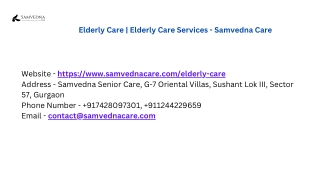 Elderly Care | Elderly Care Services - Samvedna Care