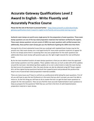 Accurate Gateway Qualifications Level 2 Award In English - Write Fluently and Ac