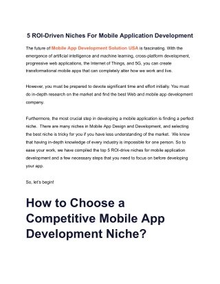 5 ROI-Driven Niches For Mobile Application Development