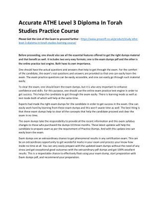 Accurate ATHE Level 3 Diploma In Torah Studies Practice Course