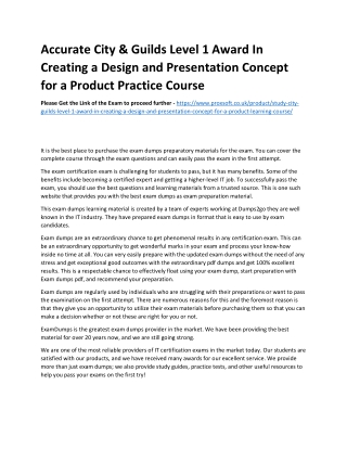 Accurate City & Guilds Level 1 Award In Creating a Design and Presentation Conce