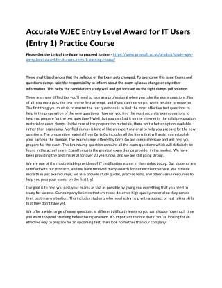 Accurate WJEC Entry Level Award for IT Users (Entry 1) Practice Course