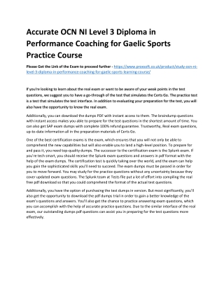 Accurate OCN NI Level 3 Diploma in Performance Coaching for Gaelic Sports Practi