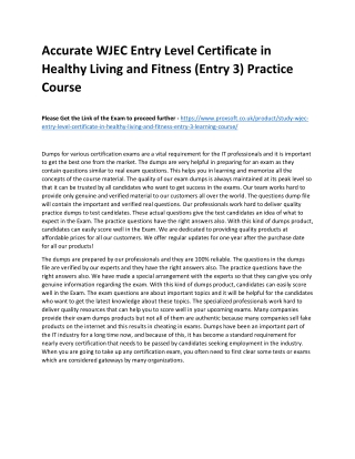 Accurate WJEC Entry Level Certificate in Healthy Living and Fitness (Entry 3) Pr