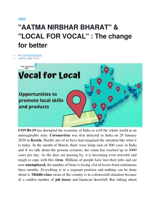 AATMA NIRBHAR BHARAT  & LOCAL FOR VOCAL The change for better