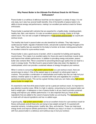 Why Peanut Butter is the Ultimate Pre-Workout Snack for All Fitness Enthusiasts?