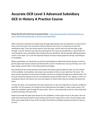 Accurate OCR Level 3 Advanced Subsidiary GCE in History A Practice Course