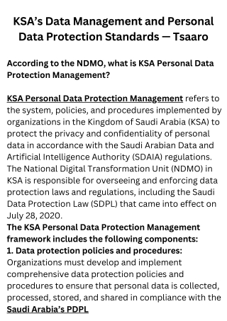 KSA’s Data Management and Personal Data Protection Standards — Tsaaro