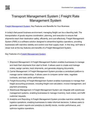 Freight Management System | Rate Management System-Freightoscope