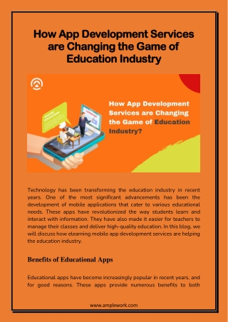 How App Development Services are Changing the Game of Education Industry