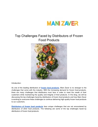 Top Challenges Faced by Distributors of Frozen Food Products