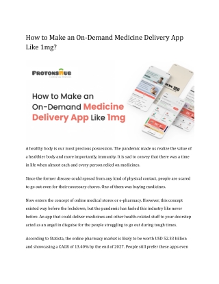 How to Make an On-Demand Medicine Delivery App Like 1mg?