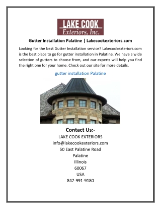 Gutter Installation Palatine Lakecookexteriors