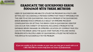Easy method to fix QuickBooks Error 80040408 issue
