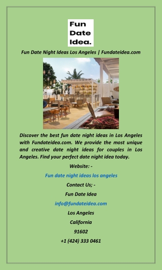 Fun Date Night Ideas Los Angeles  Fundateidea