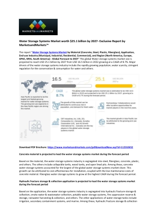 Water Storage Systems Market to Rise $25.1 Billion by 2027, Finds MarketsandMark