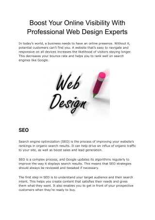 Boost Your Online Visibility With Professional Web Design Experts