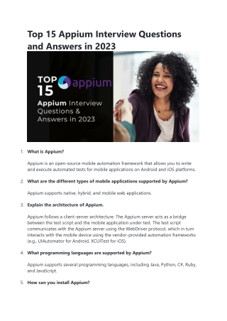 Top 15 Appium Interview Questions and Answers in 2023