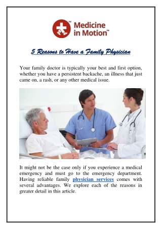 5 Reasons to Have a Family Physician