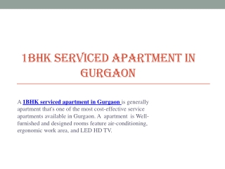 1BHK serviced apartment in Gurgaon