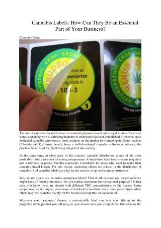 Cannabis Labels How Can They Be an Essential Part of Your Business