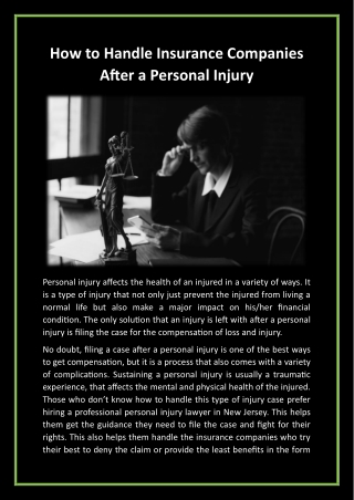 How to Handle Insurance Companies After a Personal Injury