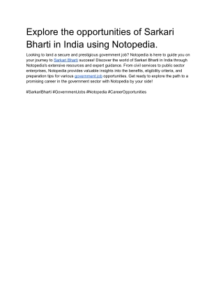 Explore the opportunities of Sarkari Bharti in India using Notopedia