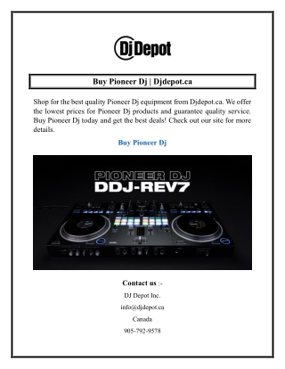 Buy Pioneer Dj  Djdepot.ca