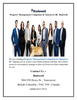 Property Management Companies in Vancouver BC Bodewell