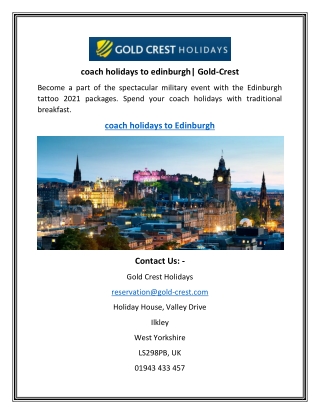 coach holidays to edinburgh  Gold-Crest