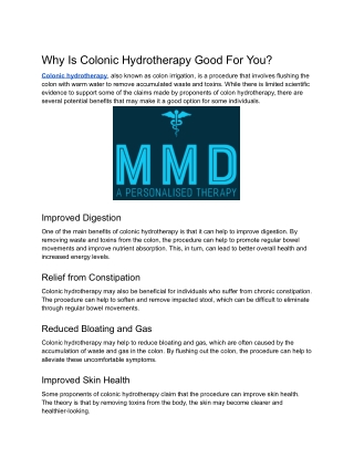 Why Is Colonic Hydrotherapy Good For You (1)