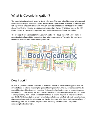 What is it Colonic Irrigation