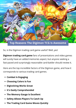 Top Reasons The Digimon TCG Is Awesome