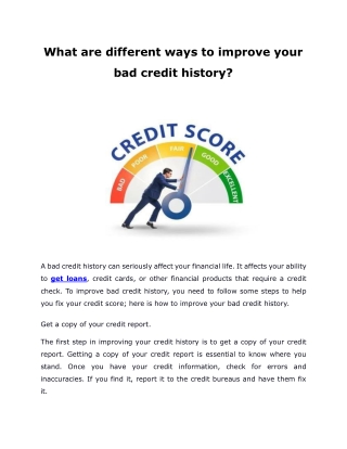 bad credit get a loan