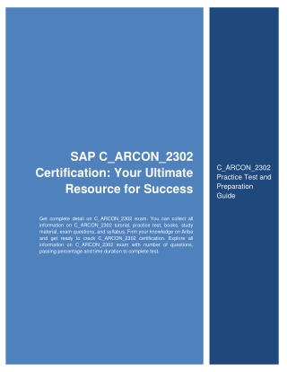 SAP C_ARCON_2302 Certification: Your Ultimate Resource for Success