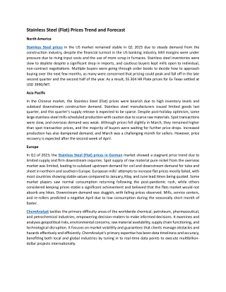 Stainless Steel (Flat) Prices Trend and Forecast