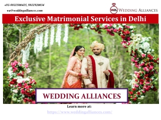 Exclusive Matrimonial Services in Delhi