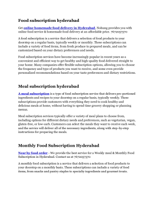 Food delivery services