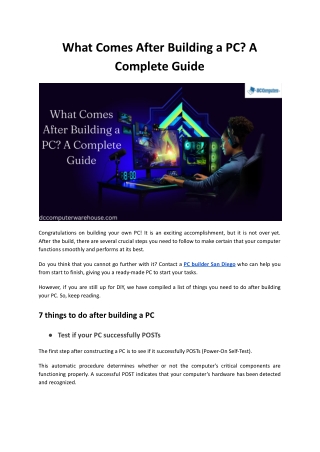 What Comes After Building a PC? A Complete Guide