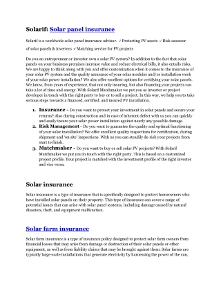 PV insurance