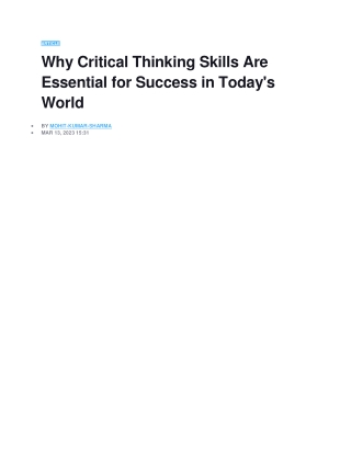 Why Critical Thinking Skills Are Essential for Success in Today's World