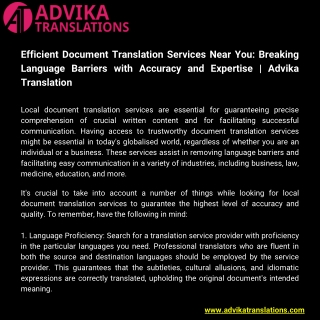 Efficient Document Translation Services Near You | Advika Translations