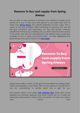 Reasons To Buy Lash supply From Spring Always