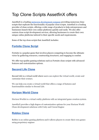 Top Clone Scripts AssetfinX offers (1)