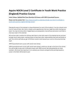 Aquire NOCN Level 2 Certificate in Youth Work Practice (England) Practice Course