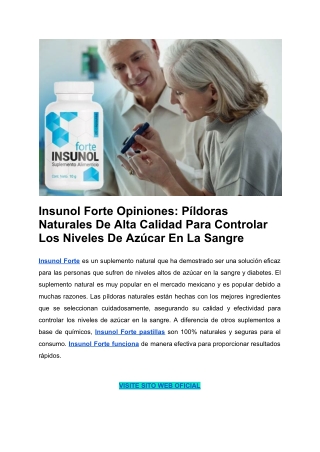 Insunol Forte Opiniones_ Píldoras Naturales De Alta Calidad Para Controlar Los Niveles De Azúcar En La Sangre