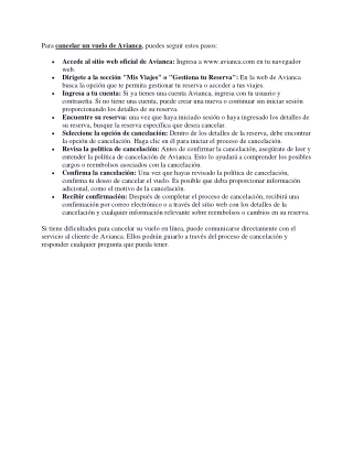 Cómo cancelar el vuelo en Avianca