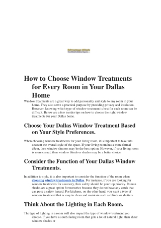 How to Choose Window Treatments for Every Room in Your Dallas Home