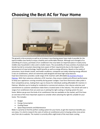 Choosing the Best AC for Your Home!