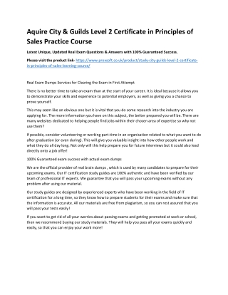 Aquire City & Guilds Level 2 Certificate in Principles of Sales Practice Course